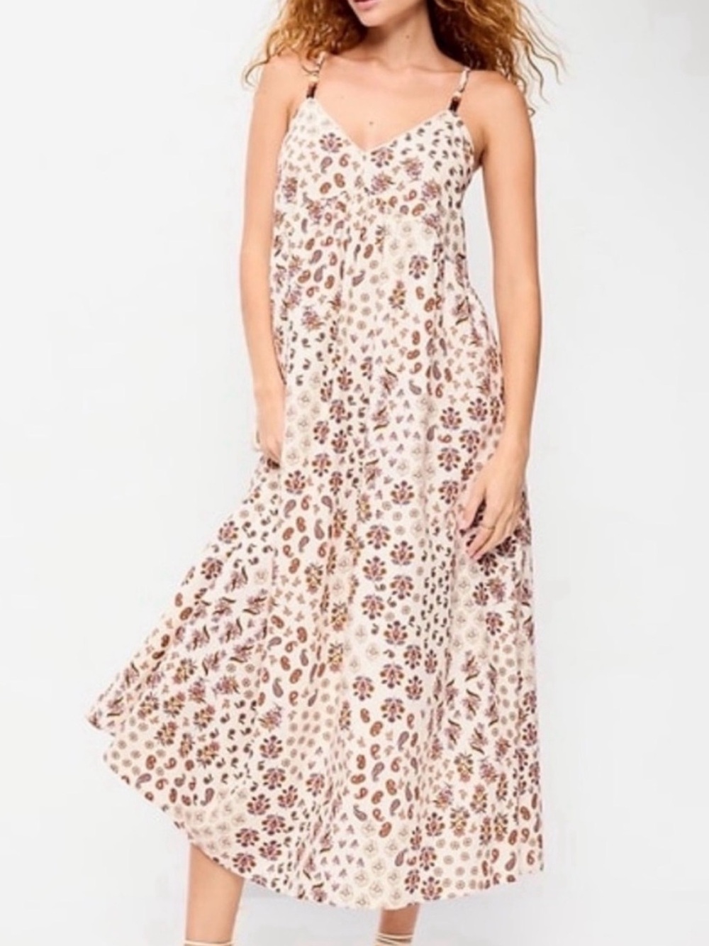 Old Navy Paisley Boho Maxi Dress with Beaded Straps